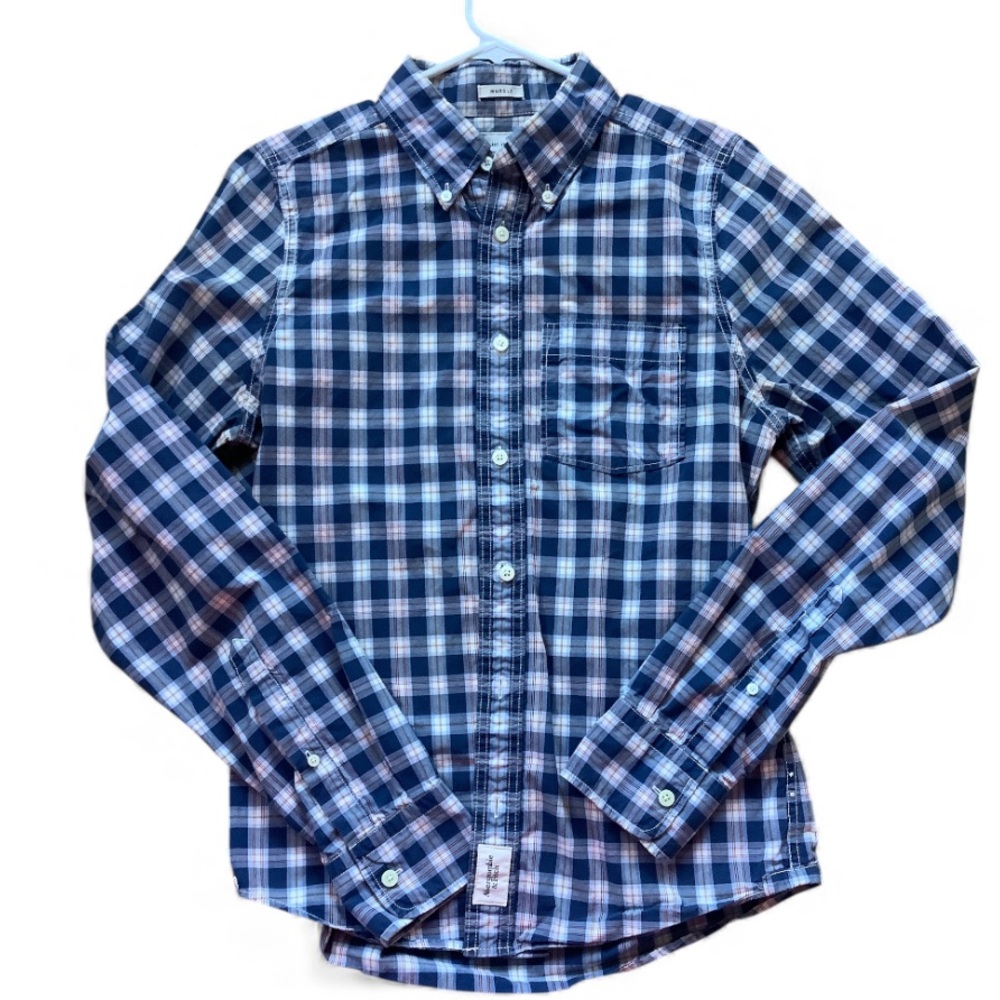 Abercrombie & Fitch Vintage Y2K Muscle Fit Plaid Button Down Shirt SZ Medium